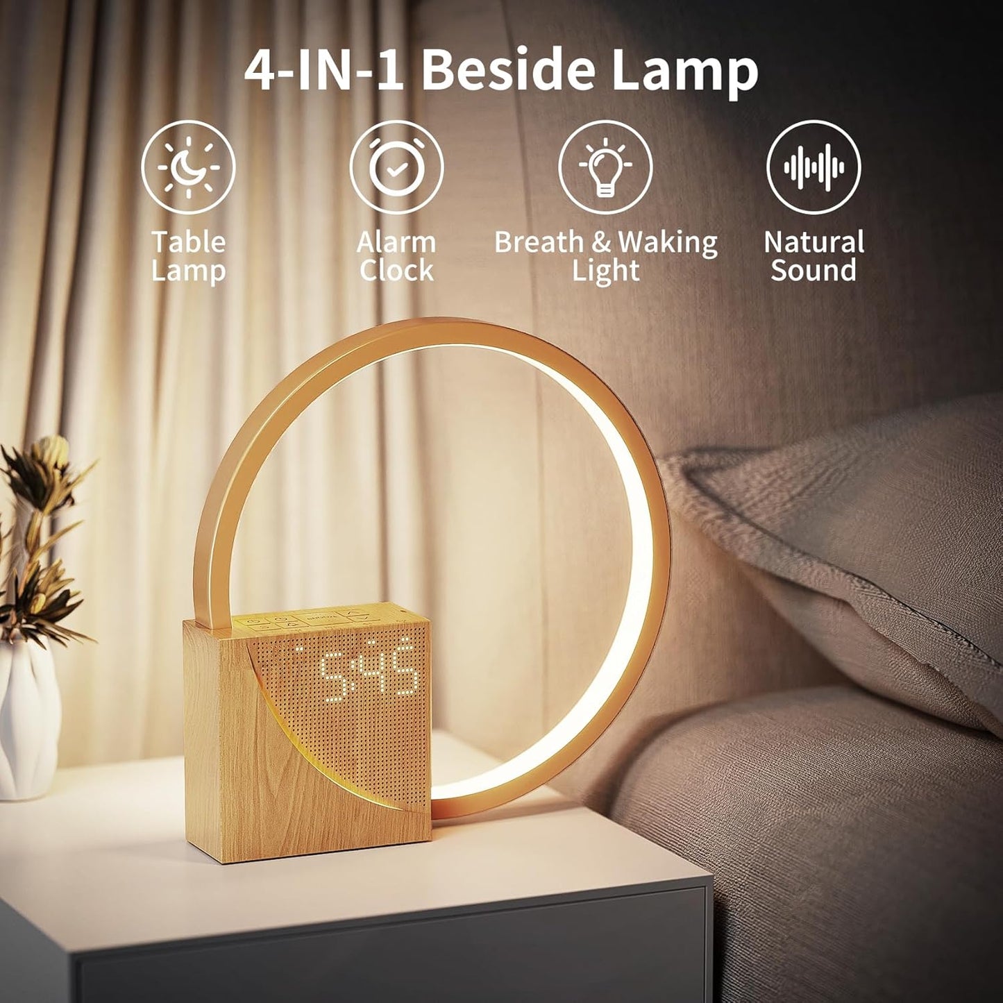 Touch Control Bedside Lamp with Alarm Clock